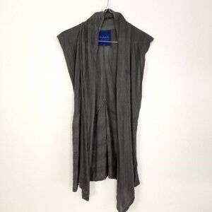 Absolutely Creative Worldwide Sheer Gray Open Front Sleeveless Cardigan Large
